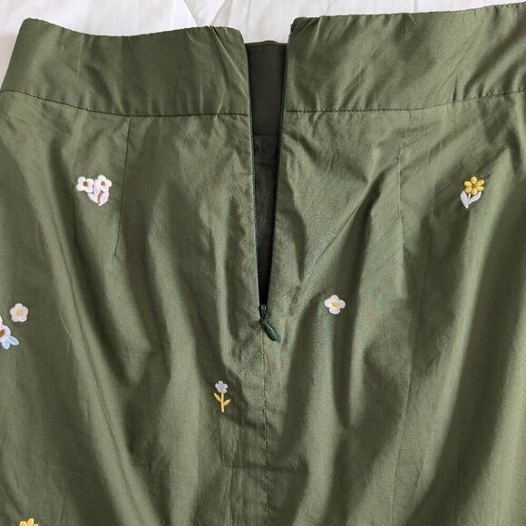 J. Crew Skirt Size 4 Olive Green Mini Embroidered Floral Tie-Waist NWT G9054 - Picture 12 of 16
